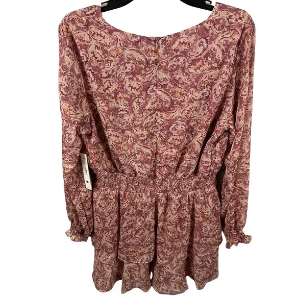 Aqua Tiered Skirt Metallic Paisley Dress Smocked Waist Purple Multi XL NWT - Picture 4 of 6